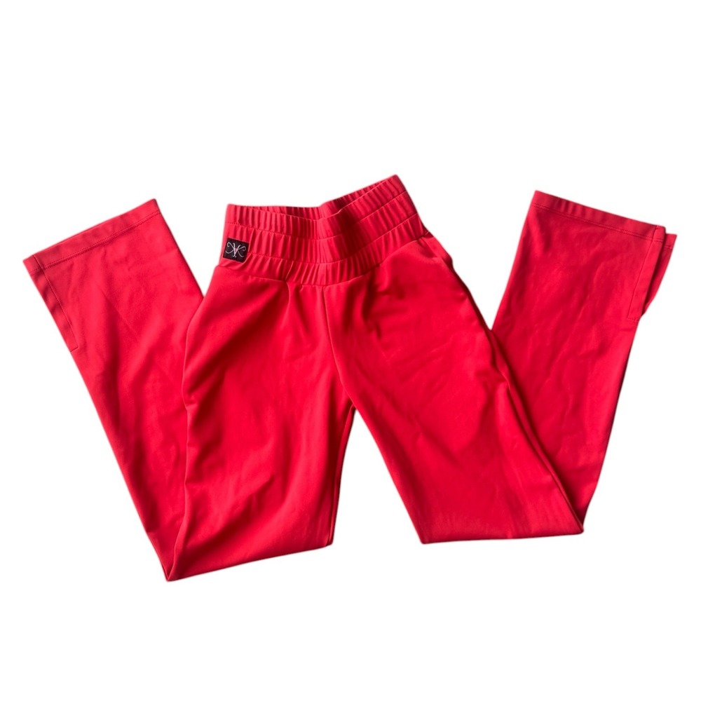Kandi Kouture Kids Red Dance Pants Smocked Waist Ankle Slits Child Large 7/8